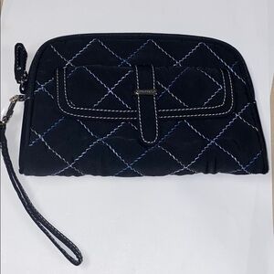 Vera Bradley Large Black Quilted Wristlet Clutch